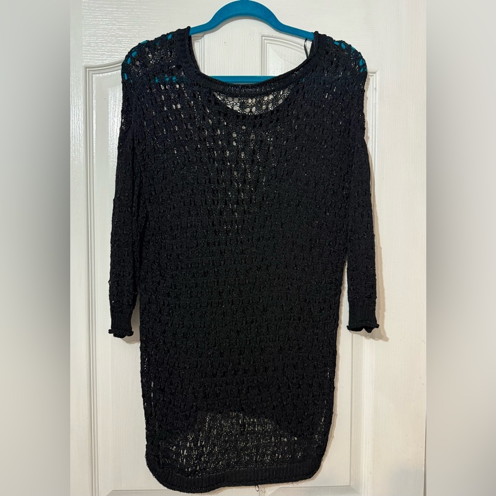 RACHEL Rachel Roy Black Lace Knit Top